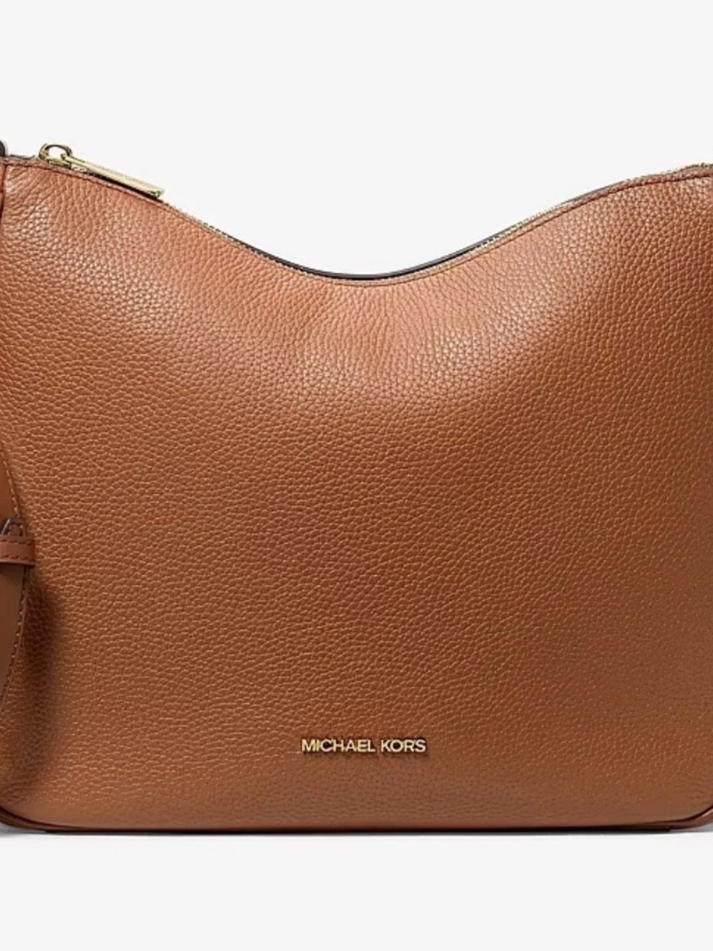 Michael Kors Med Nayla Pebbled Leather Messenger Bag Crossbody Gold Hardware New